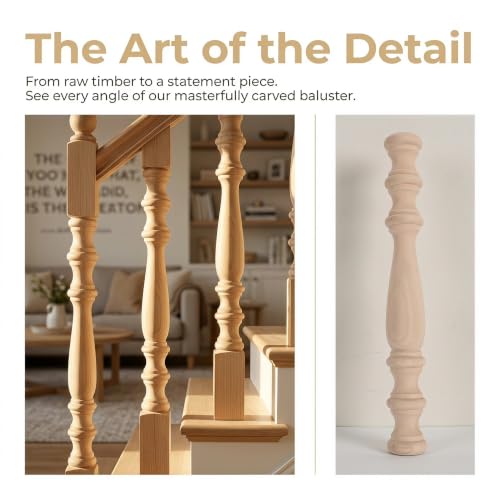 Balaustres de madera sin pintar de 40 cm para columnas de barandilla 3