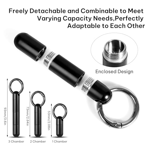 Image of Titanium Keychain Pill Holder,Mini Pill Case Keychain,Waterproof Pocket Pill Case,Small Pill Container for Travel Purse(2 Compartment)
