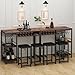 Gyfimoie Bar Table and Chairs Set with Power Outlet, Pub Table and Chairs Set for 2 with 2 Storage Shelves, 3 Piece Table Set with Wine Rack&Glass Holder for Living Room,Dining Room,Small Apt (Rustic)