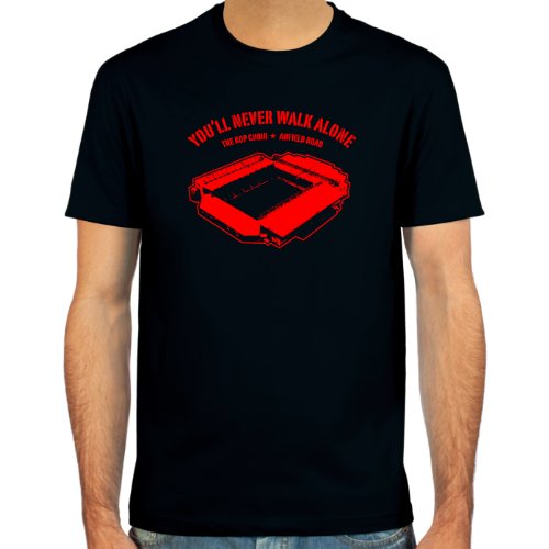 SpielRaum Camiseta Anfield Road, Liverpool ::: Color: Negro, Verde Oliva o Azul Oscuro ::: Tallas: S-XXL (Fútbol)
