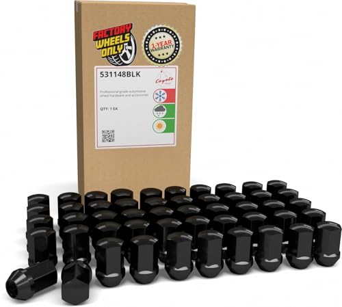 Image of Wheel Accessories Parts 50 Pcs M14x1.5 14x1.5 Thread OEM Style Lug Nuts 1.65 inch Long Black 7 /8 inch 22mm Hex Hex Fits Jeep Wrangler Gladiator ｜ Ram 1500 2500 3500 6509422AA ｜ 611-330