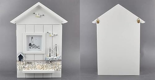 Miniatura 8 de YOUUGIOR Gabinete de llaves de estilo mediterráneo, caja de almacenamiento colgante para llaves, decoración para entrada, pasillo, llavero (faro)