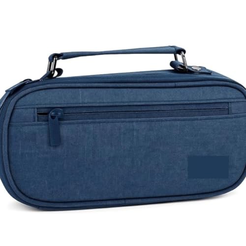 Estojo Escolar Liso Organizador Resistente com 2 Divisórias com Zíper para Lapis Caneta Alça Necessaire Mundo F&s (Azul)