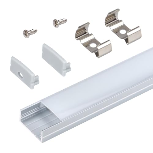 Armacost Lighting Wide Surface Mount LED Tape Light Mounting Channel 5-Pack, Silver, 960058