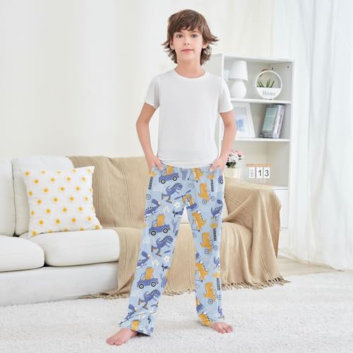 Boys' Pants Cute Dinosaur Seamless Pattern Long Bottoms Jogger Pants Elastic Waist Trousers with Pockets S-XL3