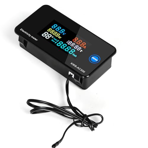 Image of Jadeshay Digital Voltmeter Ammeter Multimeter Panel, AC 50-300V 0-100A LCD Voltage Current Meter Power Energy Meter with Closed Transformer KWS-AC300