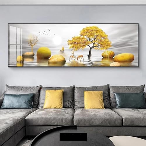 Affiches et impressions montagne et lac paysage arbre doré cadre intérieur