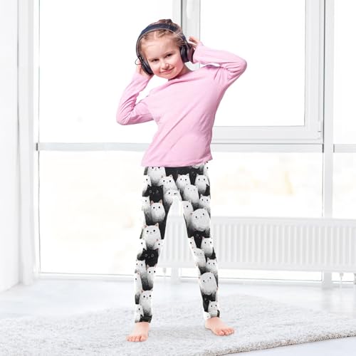 Girls Leggings Black and White Cats Animals Soft Toddler Leggings for Girls Kids Pants Size 4T-10T4