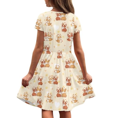 Summer Dress for Girls Crew Neck Short Sleeve Dresses Size 2-14 Years4