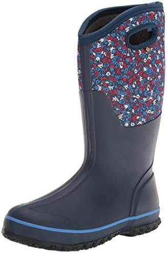 Bogs womens Classic Tall Freckle Flower Waterproof Rain Boot, Blue Multi,6 M