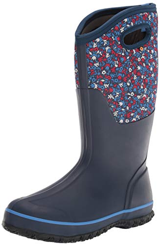 Bogs Womens Classic Tall Freckle Flower Waterproof Rain Boot, Blue Multi,6 M #TOP21