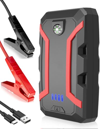 Zumhigh Jump Starter Power Pack, 1000A Peak Ultra Car Battery Jump Starter, 22200mWh, Battery Activator, 4 Grid Power Bank Display, Fast USB Charge, LED Flashlight & Compass, Fits Sedan
