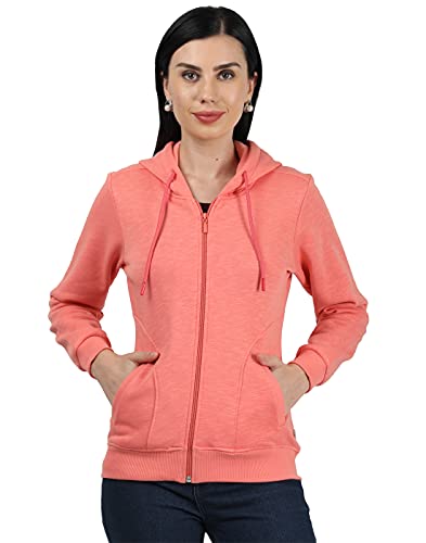 Image of Monte Carlo Women Orange Solid Cotton Blend Sweatshirt-221049683-1