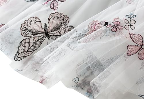 Women's Embroidered Tulle Skirt Butterfly Pattern Layered Midi Skirts 2025 Trendy High Waist A-line Skirt2