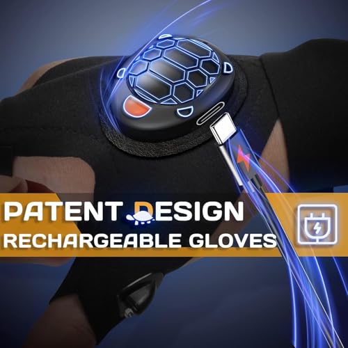 Image of PARIGO Stocking Stuffers LED Gloves with Waterproof Lights - Rechargeable Handsfree Finger Light Gifts for Men Women Cool Tools Gadgets Glove for Camping Fishing Unique Christmas Birthday Gift Ideas