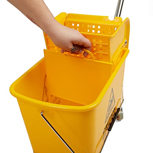 Mind Reader Commercial Mop Bucket - With Down Press Wringer - 22 Quart Capacity - Yellow - Mopt20-Ylw #TOP4