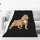American Bully Fleece Blanket 60"x50" Black and White - Lightweight Plush Fuzzy Cozy Super Soft Warm Throw Blanket for Bed, Sofa, Couch, Travel, Camping