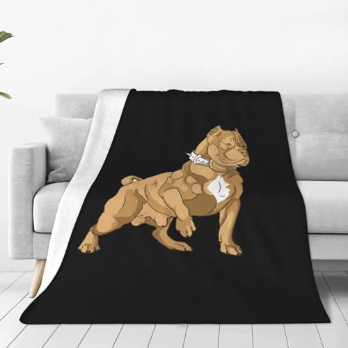 American Bully Fleece Blanket 60"x50" Black and White - Lightweight Plush Fuzzy Cozy Super Soft Warm Throw Blanket for Bed, Sofa, Couch, Travel, Camping