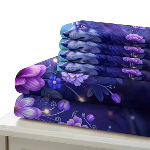 Housse de couette loup super douce lit simple parure microfibre résistante infroissable