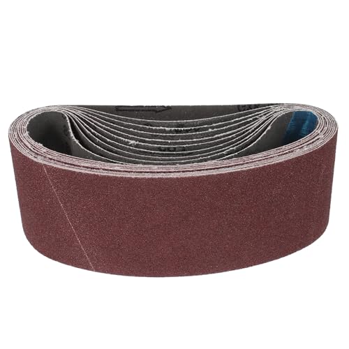 Bandes abrasives grain 80 en oxyde d'aluminium 53,2 x 7,5 cm pour ponceuse à bande | Lot de 10