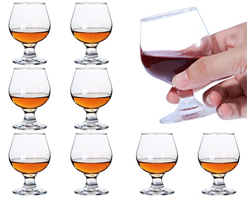 Soopiiso Cognacgläser，Maximale Kapazität: 100ml/10cl，Schnapsgläser Set von 8 netten Brandy Gläser/klare Schnapsgläser/Mini Brandy Glasses