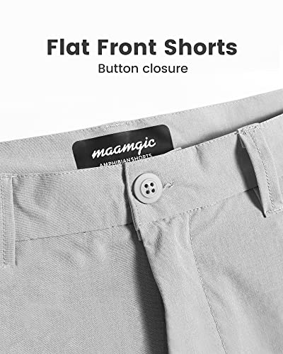 Maamgic Men's Slim-Fit Golf Shorts 9" Inseam Amphibious Casual Shorts Stretch Quick Dry Daily Casual Wear Silver Gray #TOP1