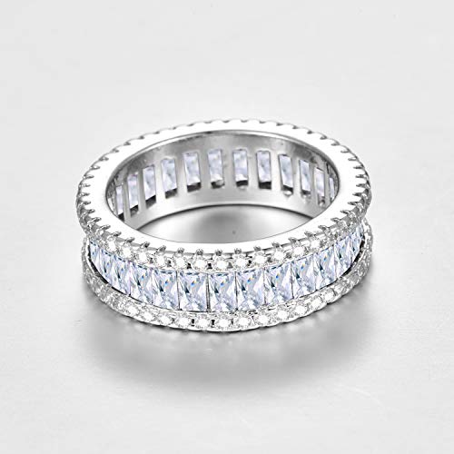 925 Sterling Silver Plated Cubic Zirconia Stackable Eternity Band Ring for Women3