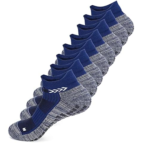Anti-slip Ankle Sock Men Women Elder Non-slip Slipper Sock Grip Athletic Trainning Sock Football Basketball Yoga Gym Fitness Navy M 4P Cover