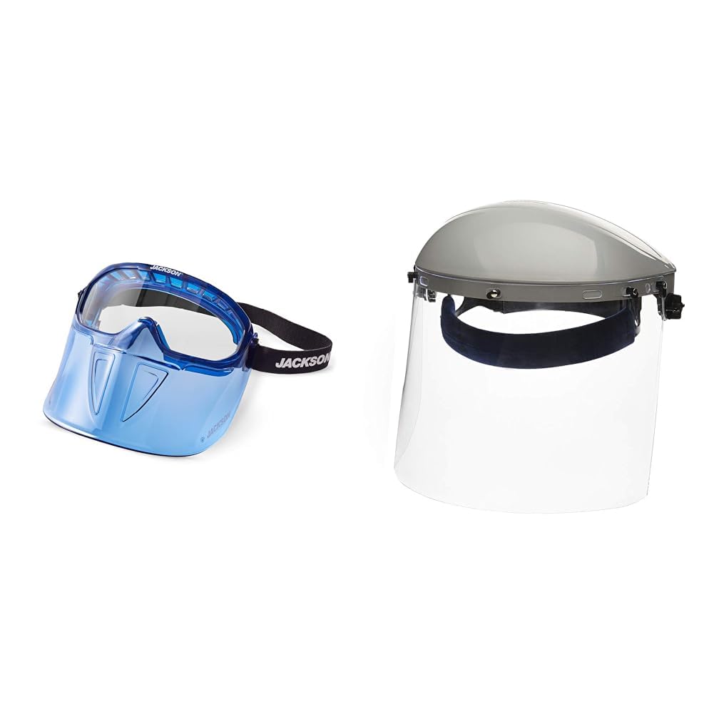 JACKSON SAFETY GPL500 Premium Goggle with Detachable Face Shield & Sellstrom Advantage Series Face Shield - Clear Window with Standard Binding