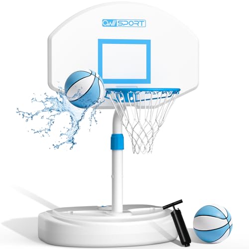 AWII SPORT Pool Basketball Hoop Poolside,36 in White Finish Adjustable