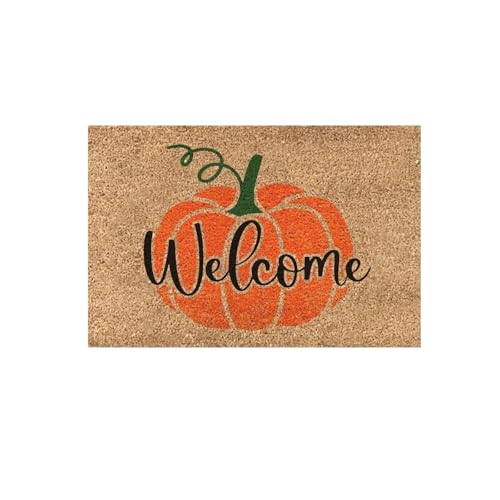 室内用玄関マット, ドアマット 秋の葉 カボチャテーマ ウェルカムドアマット 玄関ドア用 屋内 屋外 フロアマット オフィス ホテル ランナーラグ(Multi colored)