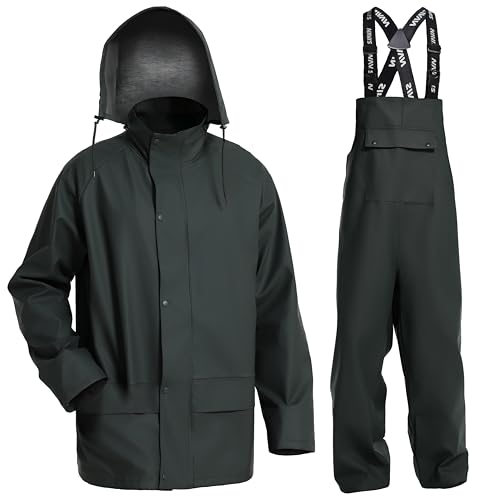 Commercial Fishing Suit-Professional Grade Heavy Duty Jacket with Bib 0.70mm Thickness Foul Weather Gear