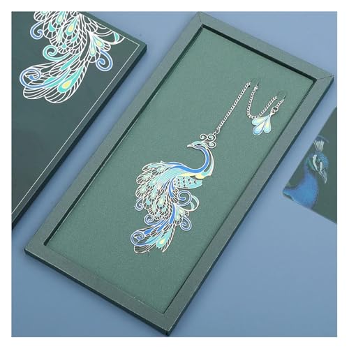 Marque-Page Paon en métal coffret cadeau ciselé avec pompon élégant - 2
