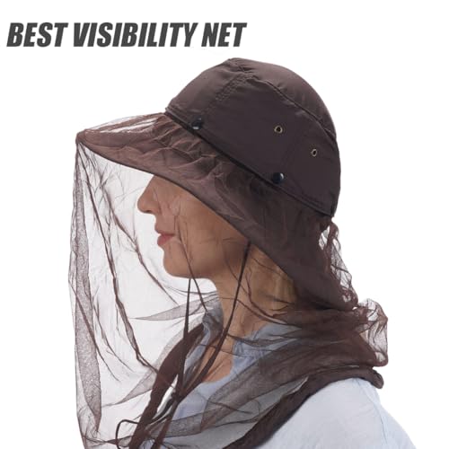 Image of USHAKE Head Net Hat, Safari Hat Sun Hat Bucket Hat with Hidden Net Mesh