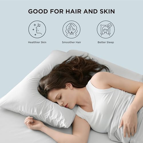 Bedsure Cooling Pillow Cases, Zipper Pillow Cases Queen Size Set of 2, Cool Pillowcases for Hot Sleepers & Night Sweats, Soft & Breathable Cold Pillow Covers for Hair & Skin, Gift, Grey, 20x30 Inches