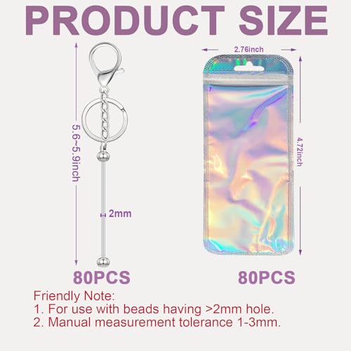 Image of Beadable Keychain Bars Bulk Blank Creative Cute Keychains Bar for Beads Purse Keychains for Women Man