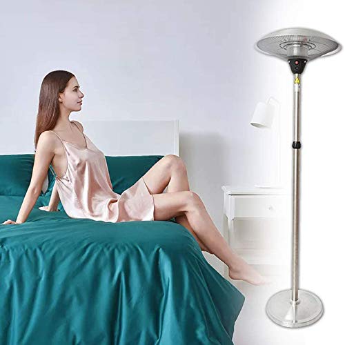 Heizpilz mit Tip-Over & Überhitzungs Protection, 3 Heizstufen Infrarotstrahler Terrassenheizungen Höhenverstellbar bis 2.1 Meter, für