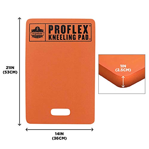 Image of Ergodyne ProFlex 380 Kneeling Pad, Foam Knee Cushion, Water Resistant Kneeling Mat, 14 inch x 21 inch x 1 inch, Orange, Standard