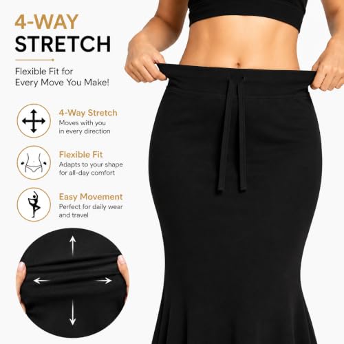 Image of Mogsa Women's Lycra Fishcut Saree Shapewear Petticoat - Tummy Control Slim Fit Stretchable Shaper Skirt with Drawstring & Side Slit for Sarees