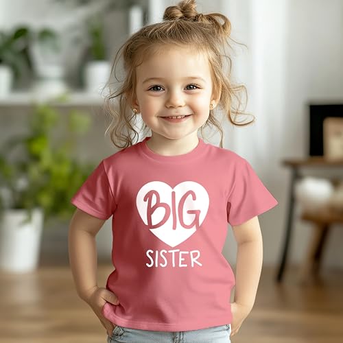 Image of Big Sister Shirt Heart Big Sister Announcement Shirt Toddler Girl Promoted Outfit Baby Girls tee
