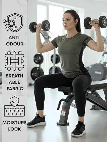 Image of White Moon Gym Tshirt for Women Workout Dry Fit t Shirt Sports Tshirt | Gym Tops for Woman | Lightweight Round Neck Breathable Half Sleeve Activewear Running Yoga Tops for Woman