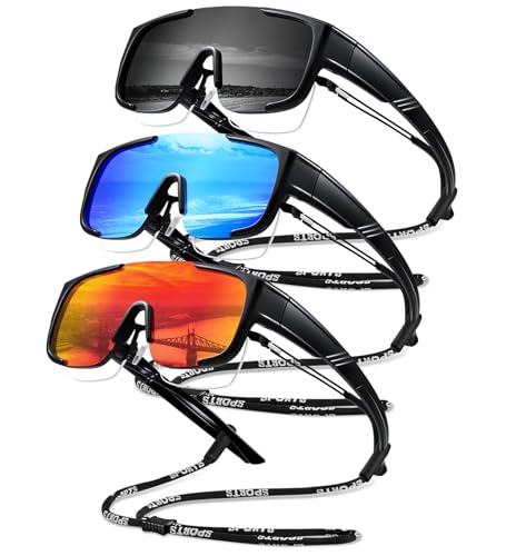 FURISHQI 3Pack Fit Over Glasses Sunglasses for Men Polarized Sun Glasses Sports Wrap for Driving Cycling Running UV400 Protection