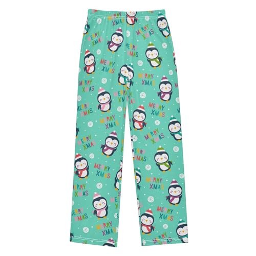 ZZXXB Merry Xmas Penguin Boys Long Pants Soft Trousers Elastic Waist Kids Lounge Bottoms with Pockets S-XL