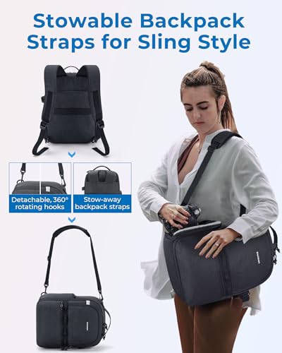 Mochila para cámara DSLR pequeña BAGSMART negra miniatura 2