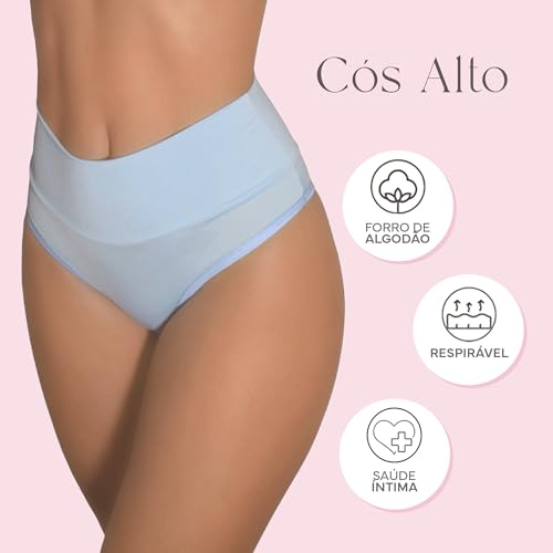 Kit 3 Calcinha Modeladora Cós Alto - Multicolor, G - VIÉRE