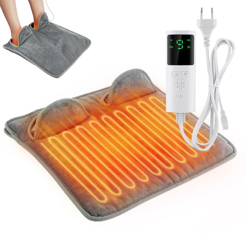 KUWUNG Calentador de Pies Eléctrico, 9 Niveles de Temperatura, 4 Temporizadores, Lavable a Máquina