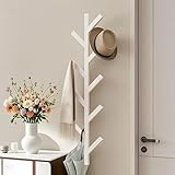 Prywot Coat Rack Wall Mounted - 9 Hooks, Coat Hooks for Wall, Modern Metal Coat Tree for Hats, Jackets, Bags, Entryway Bedroom-White (Height 37.8")