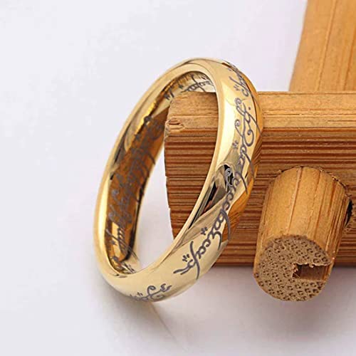 Lord Of The Rings Inspired Stainless Steel Ring Set For Men - 2 Piece Gold/Black Statement Rings, Size 9 - View #9