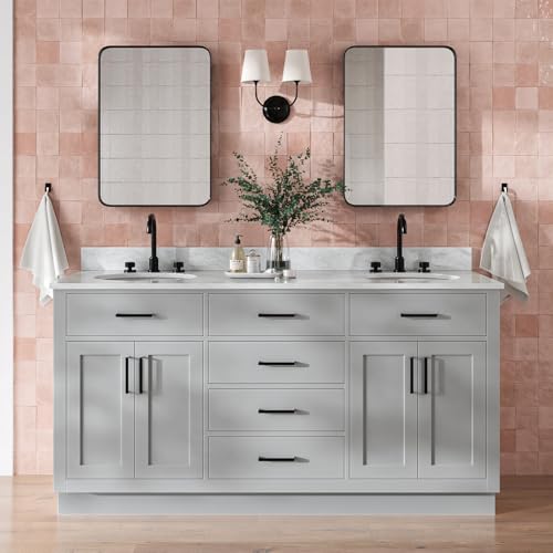 DKB Isabella 67-Inch Grey Double Bathroom Vanity with Sink, Italian