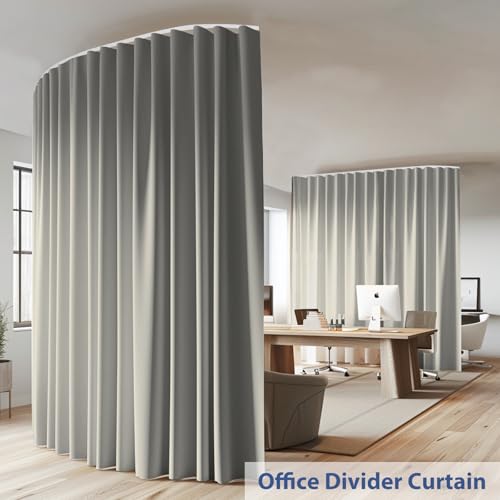 cbsroro Room Divider Ceiling Mounted Curtains Track Sets Extra Wide Blackout Curtain Flexible Tracks for Bedroom Privacy Partition Separator, 1 Panel Light Grey Drape and White Rail, W15 x H8ft by cbsroro - Image 2